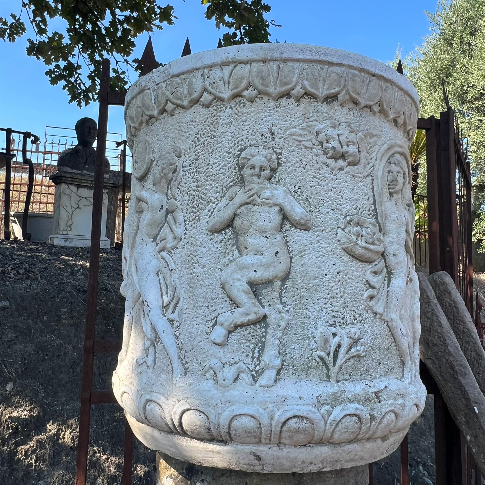 Decorated concrete vase