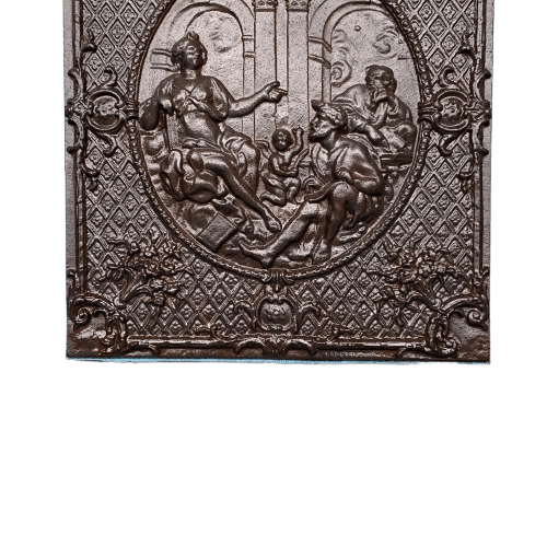 Piastra da camino con bassorilievo