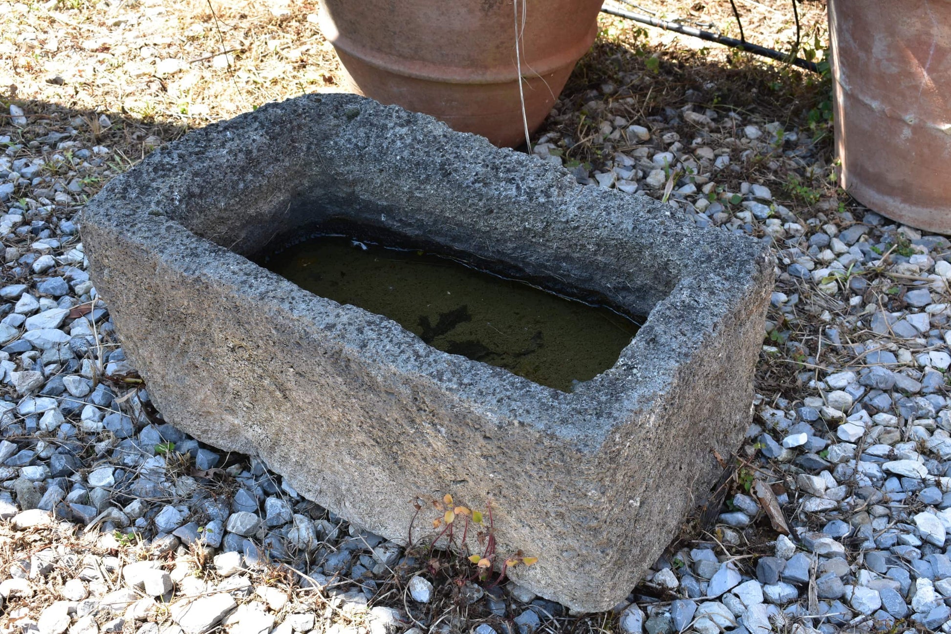 Antica vaschetta in pietra per giardini 
