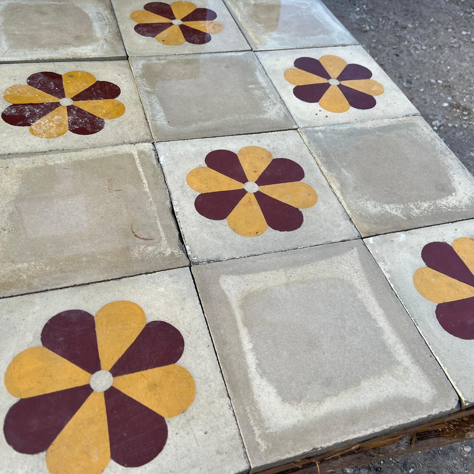 Cementine decorate con margherita 