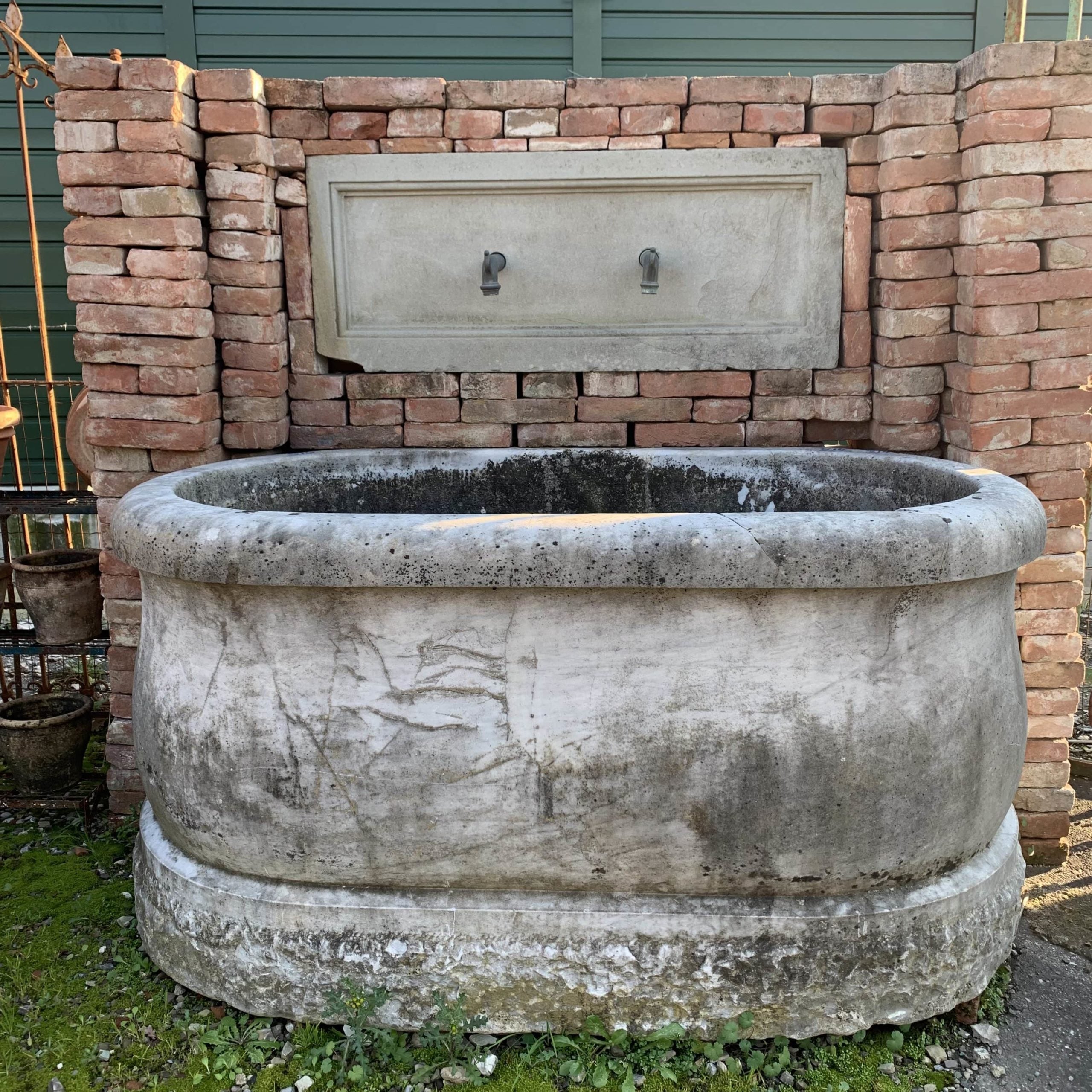 White marble wall fountain