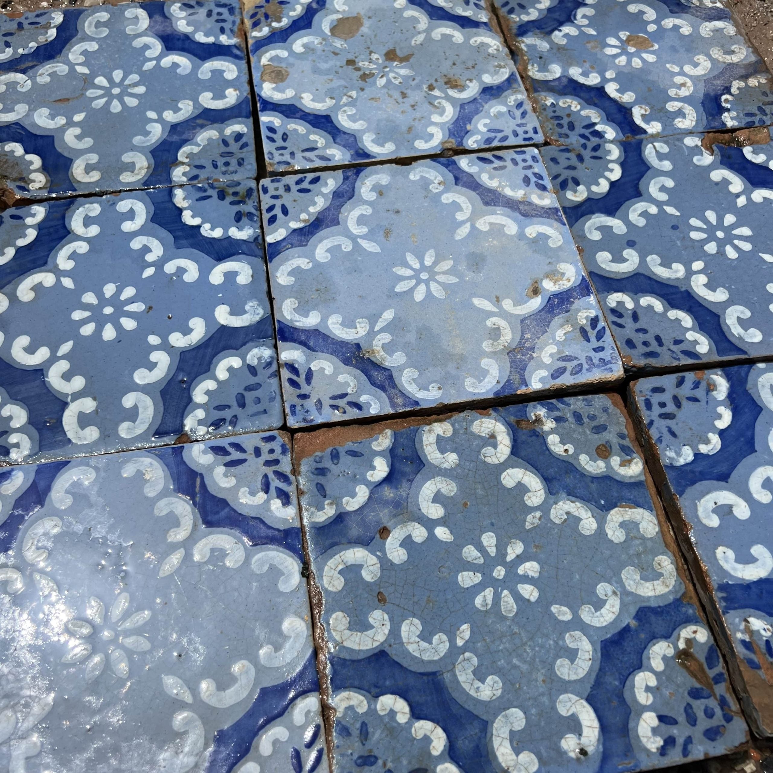 Maioliche azzurre con fiore bianco - MAI 118