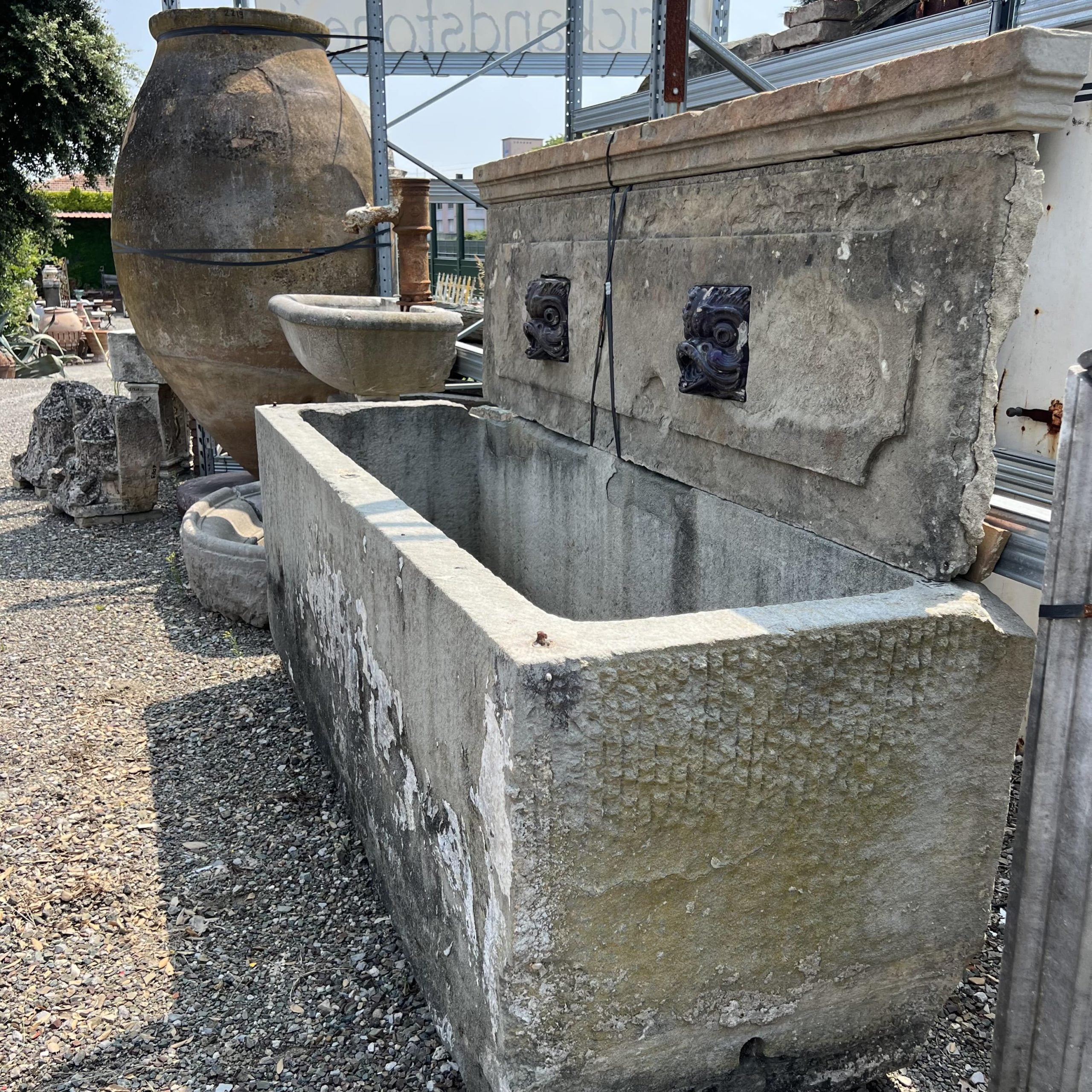 Wall mounted stone bathtub complete with front