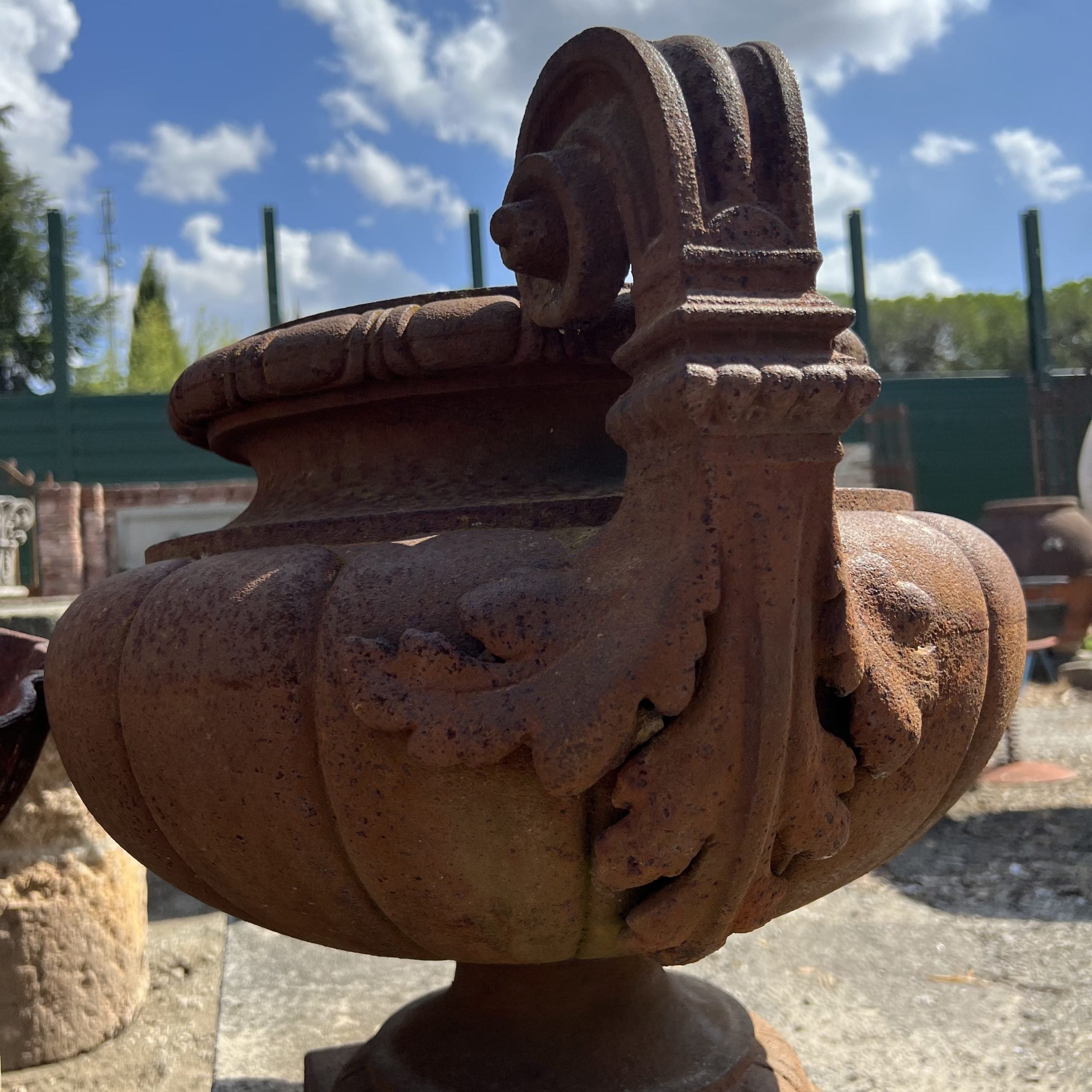 Pair of cast iron vases