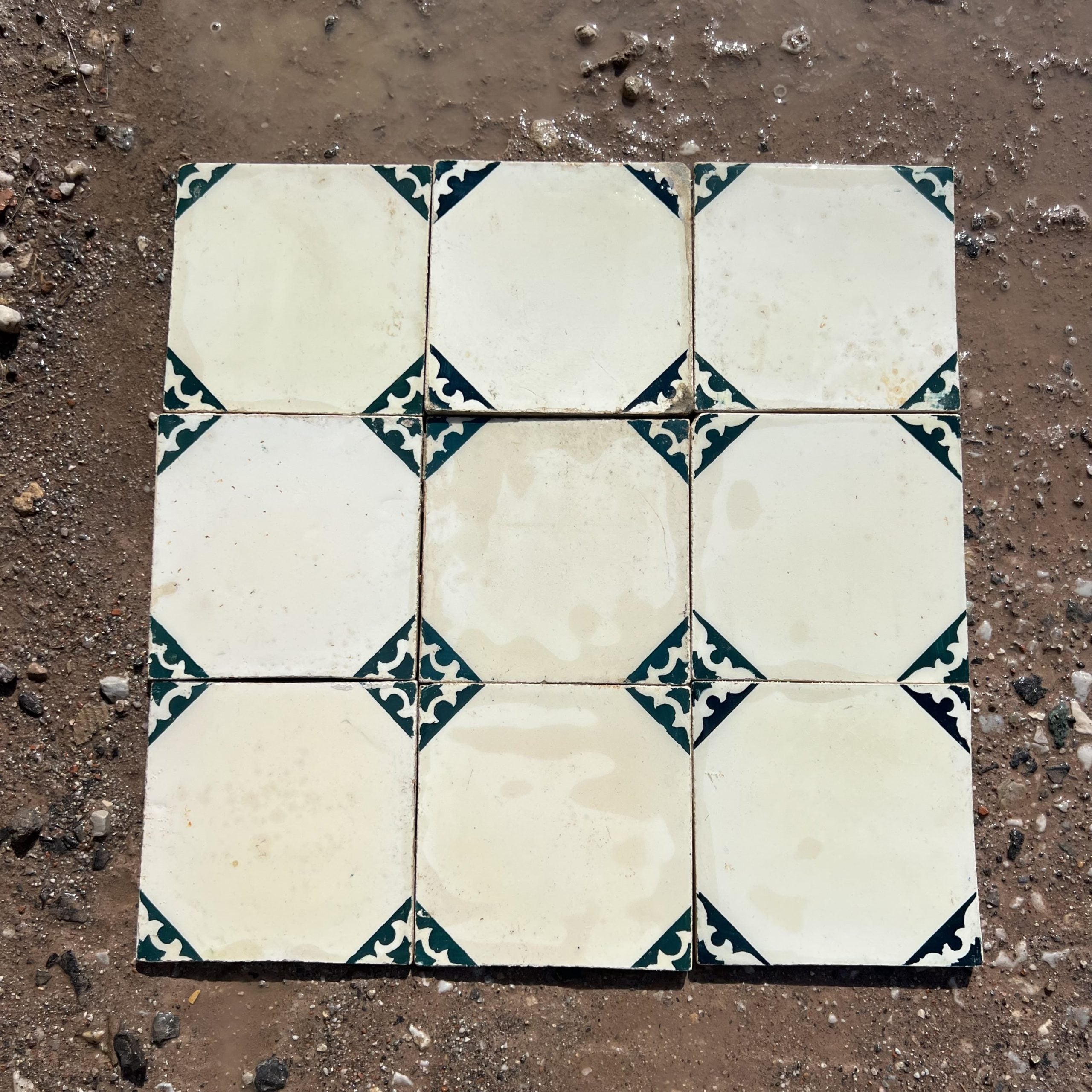 mattonelle con fiore verde 