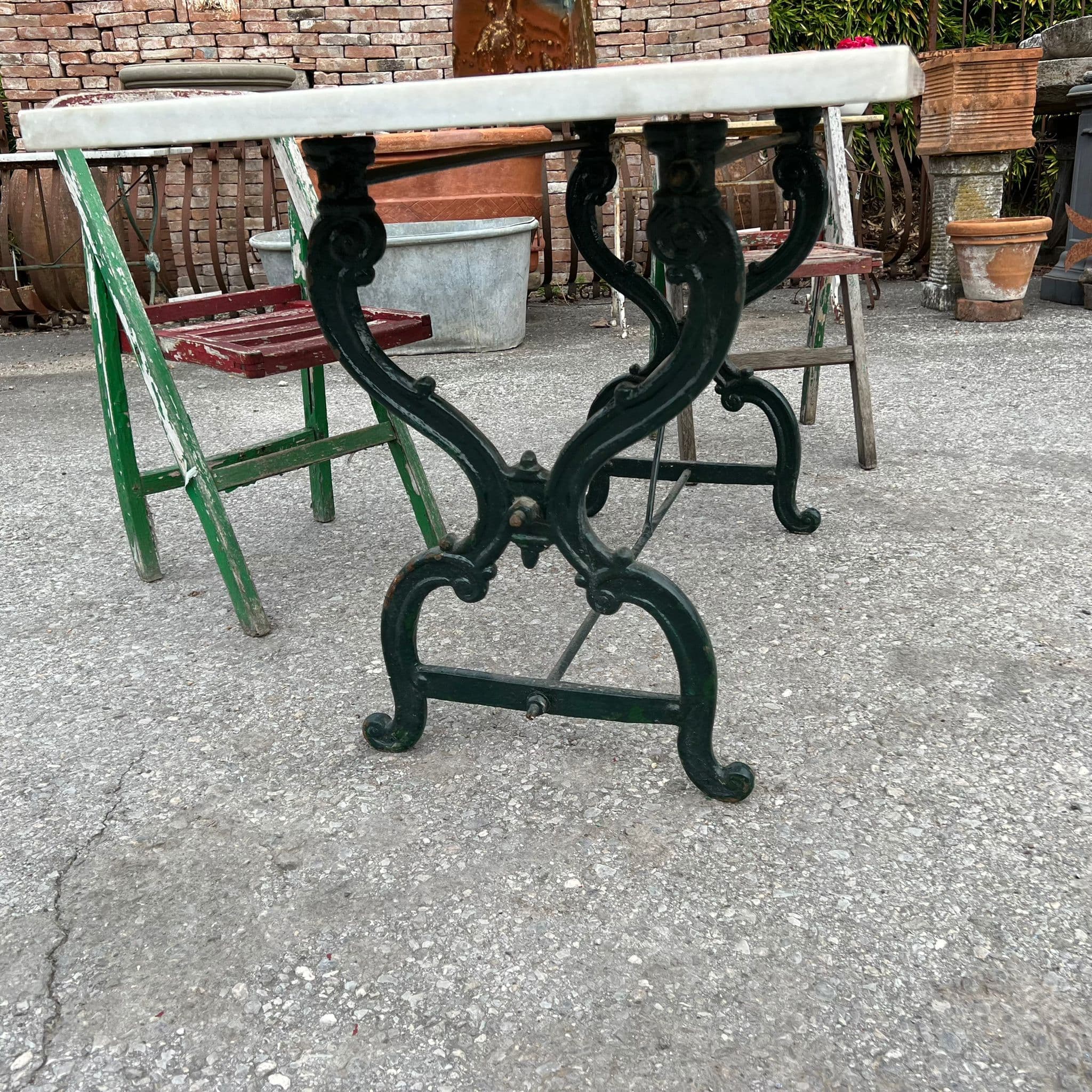 Rectangular table with cast iron base