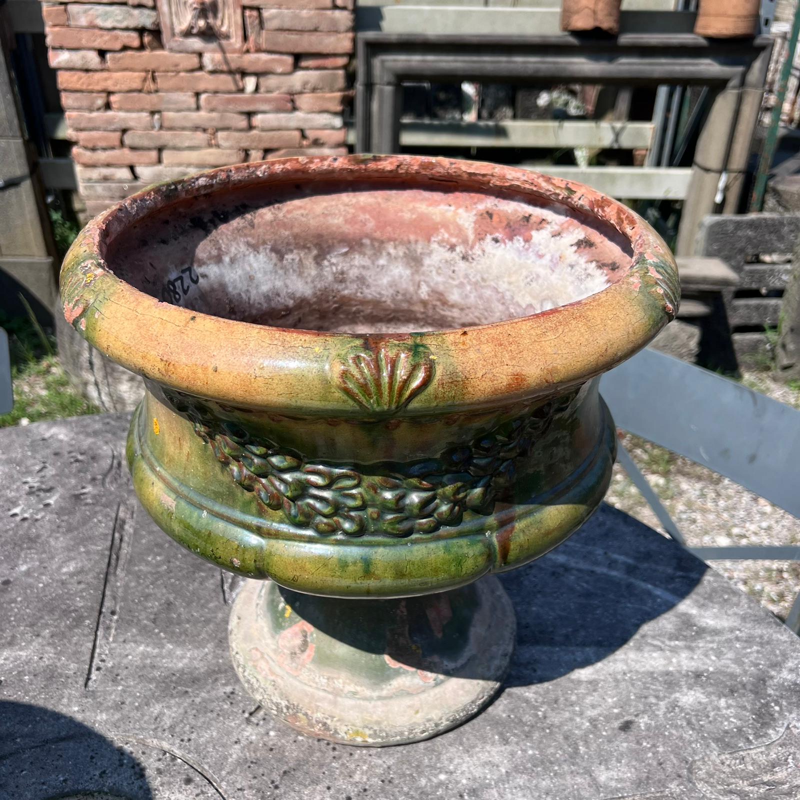 Pair of glazed terracotta vases