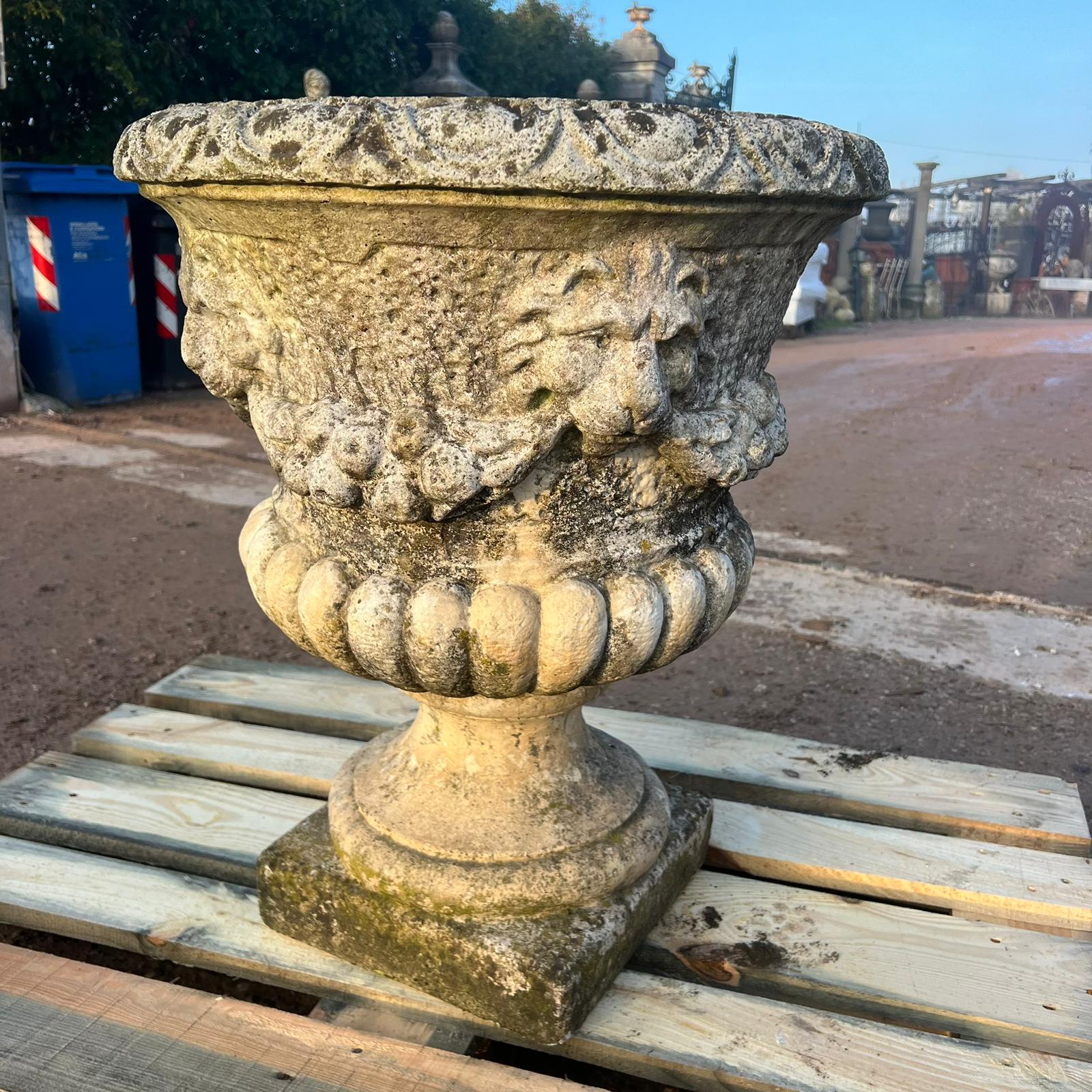 Vaso in cemento con leone