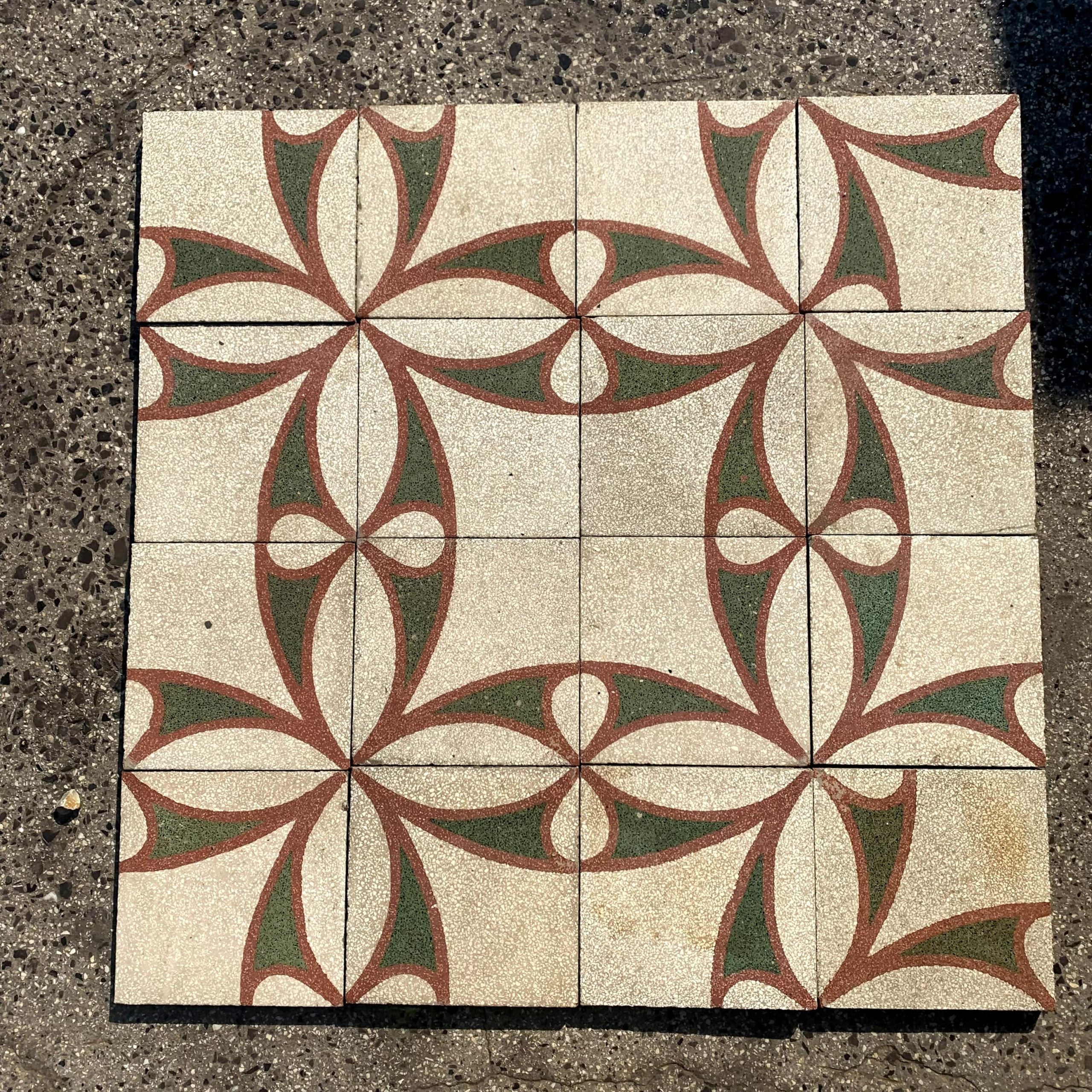 Pavimento in graniglia bianco e verde 