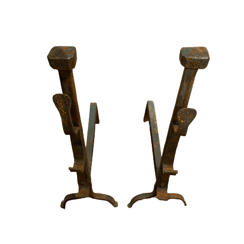 Vecchi alari da camino di ferro 