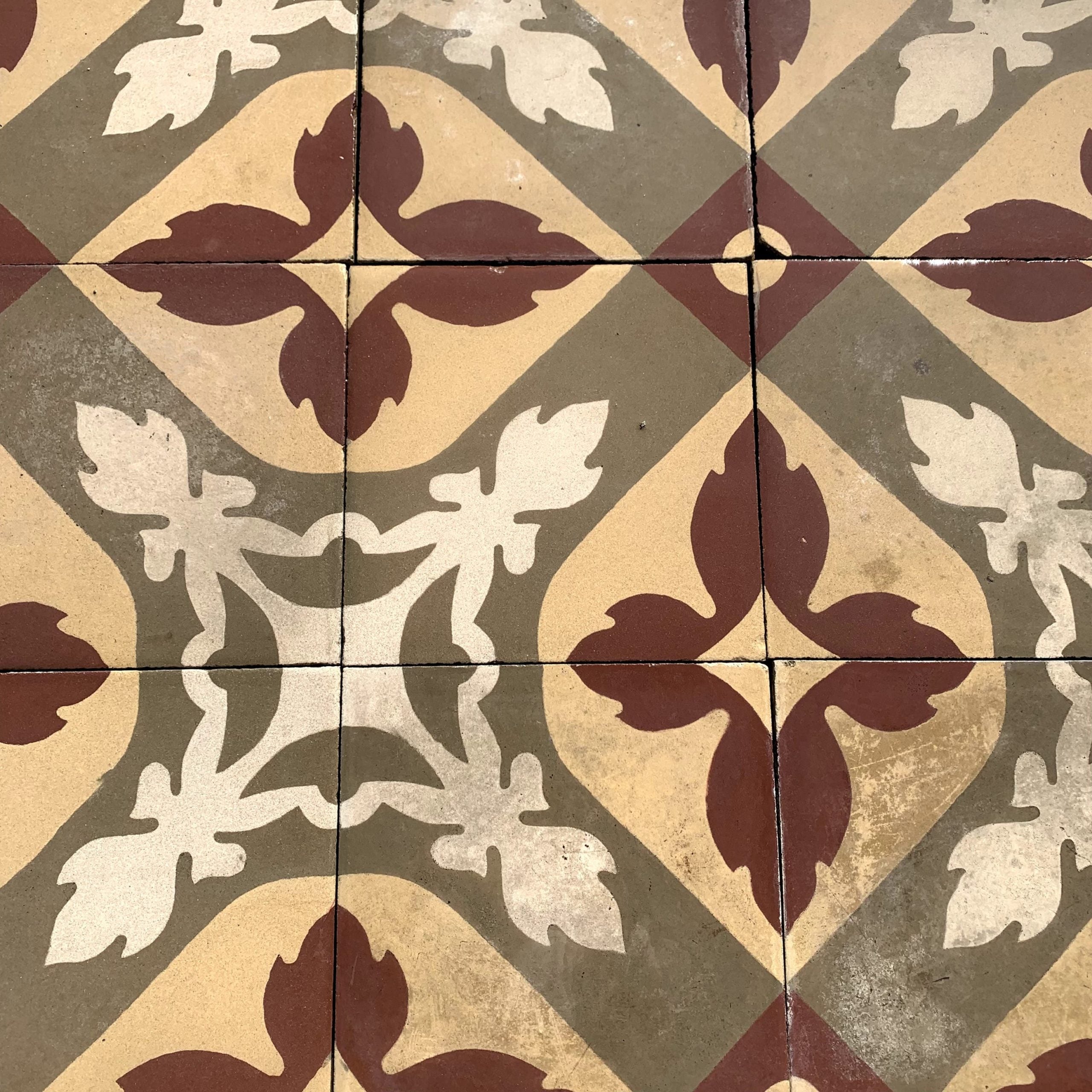 Vecchia cementina con fiori rossi 