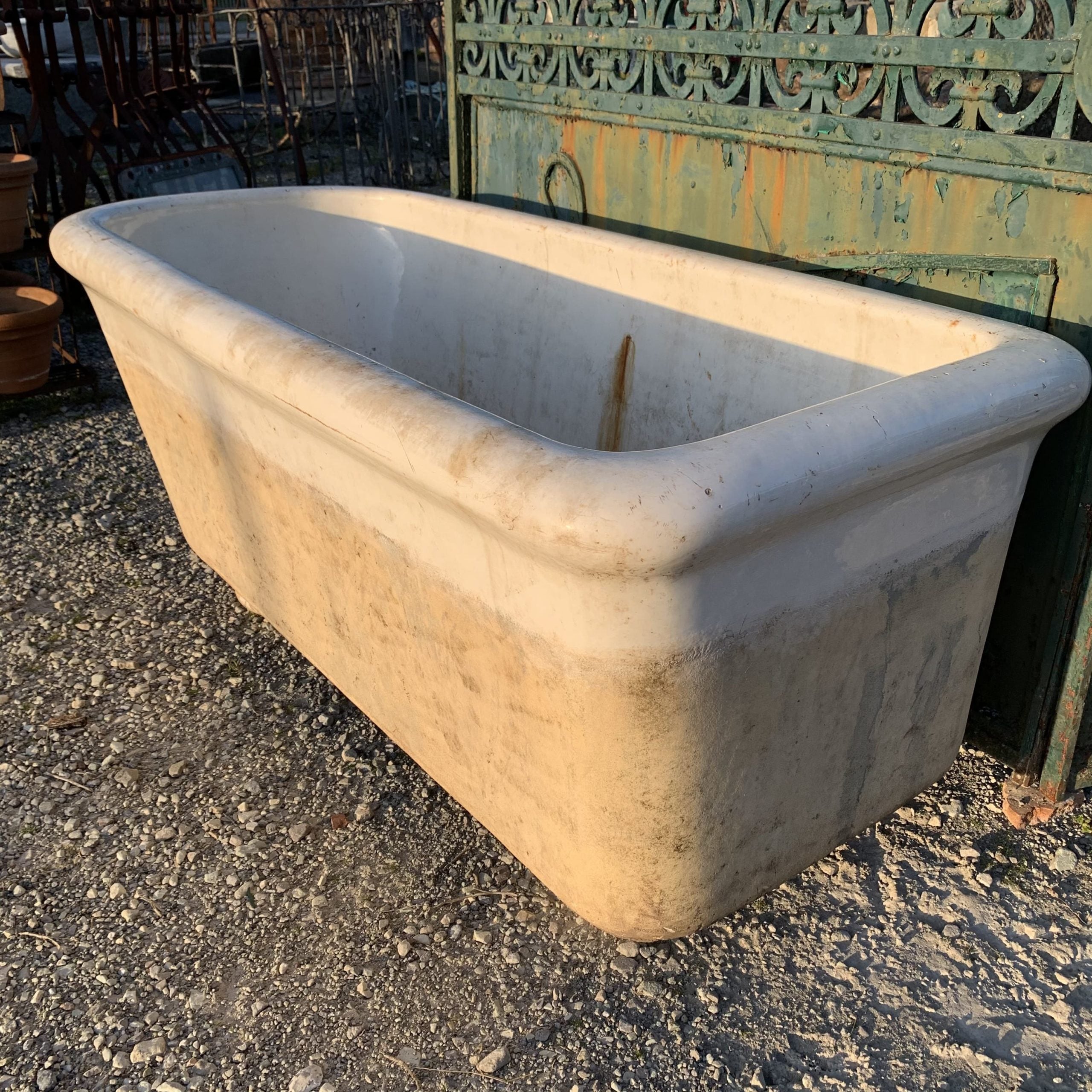 Antique glazed terracotta tub