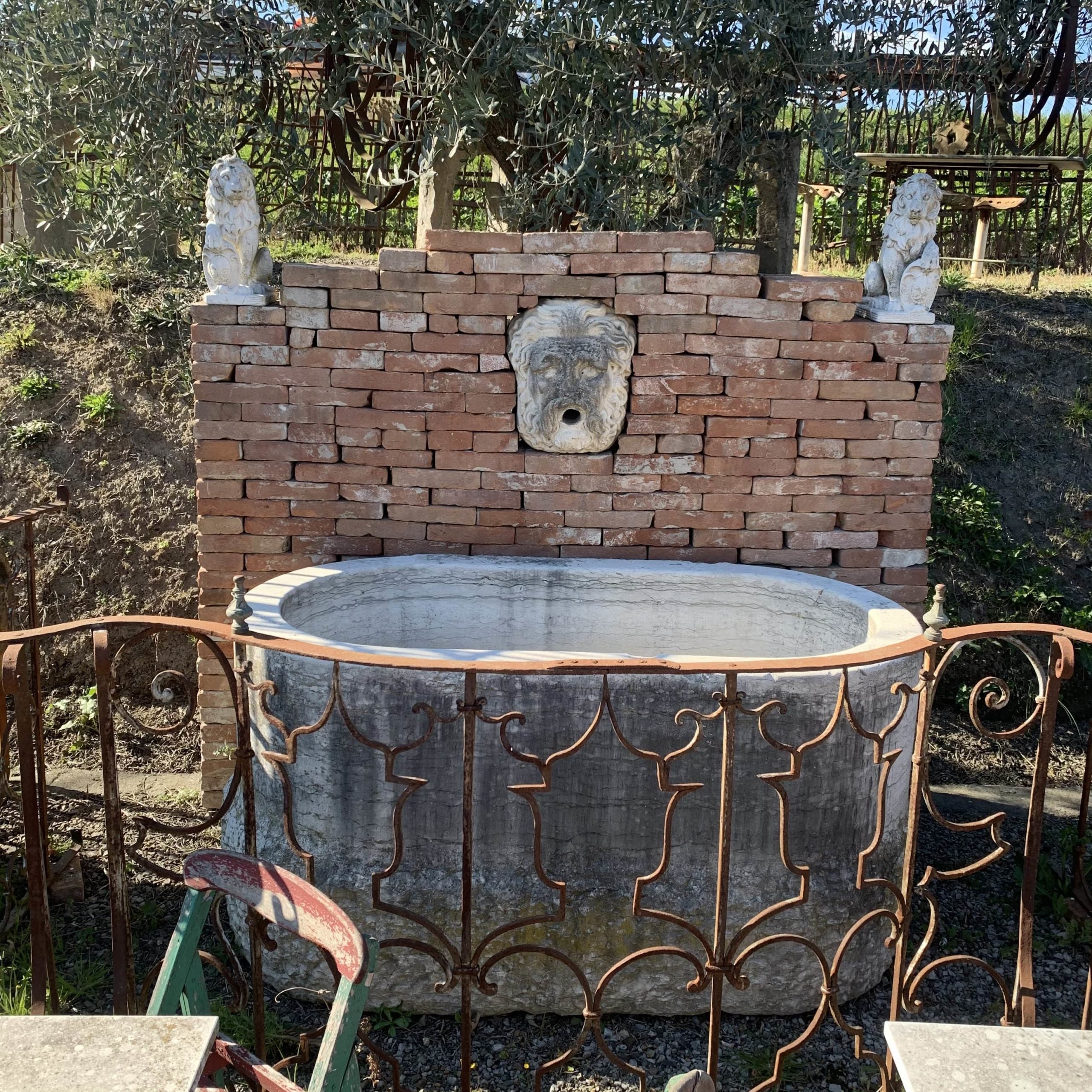 Oval white stone tub