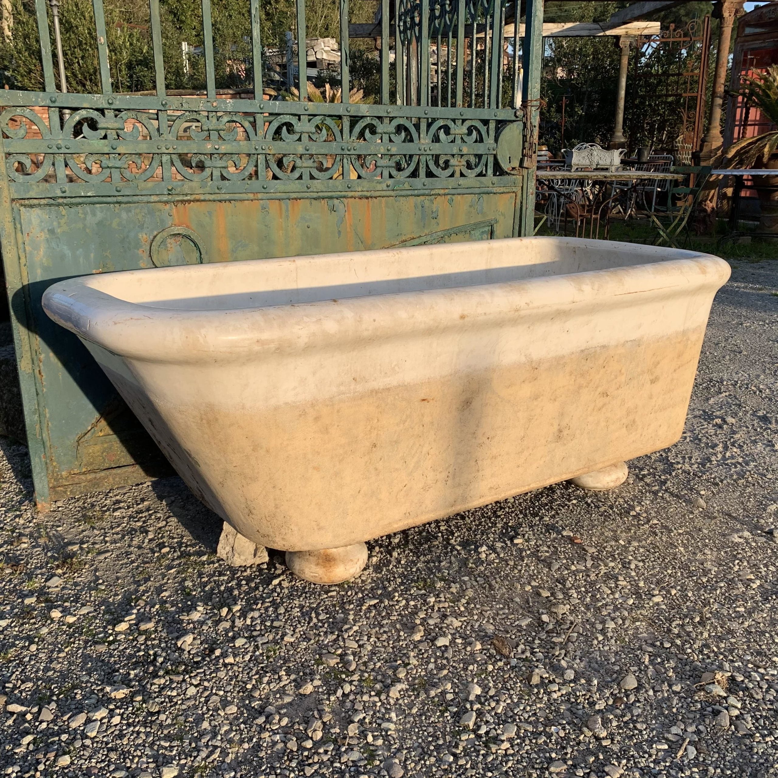 Antique glazed terracotta tub
