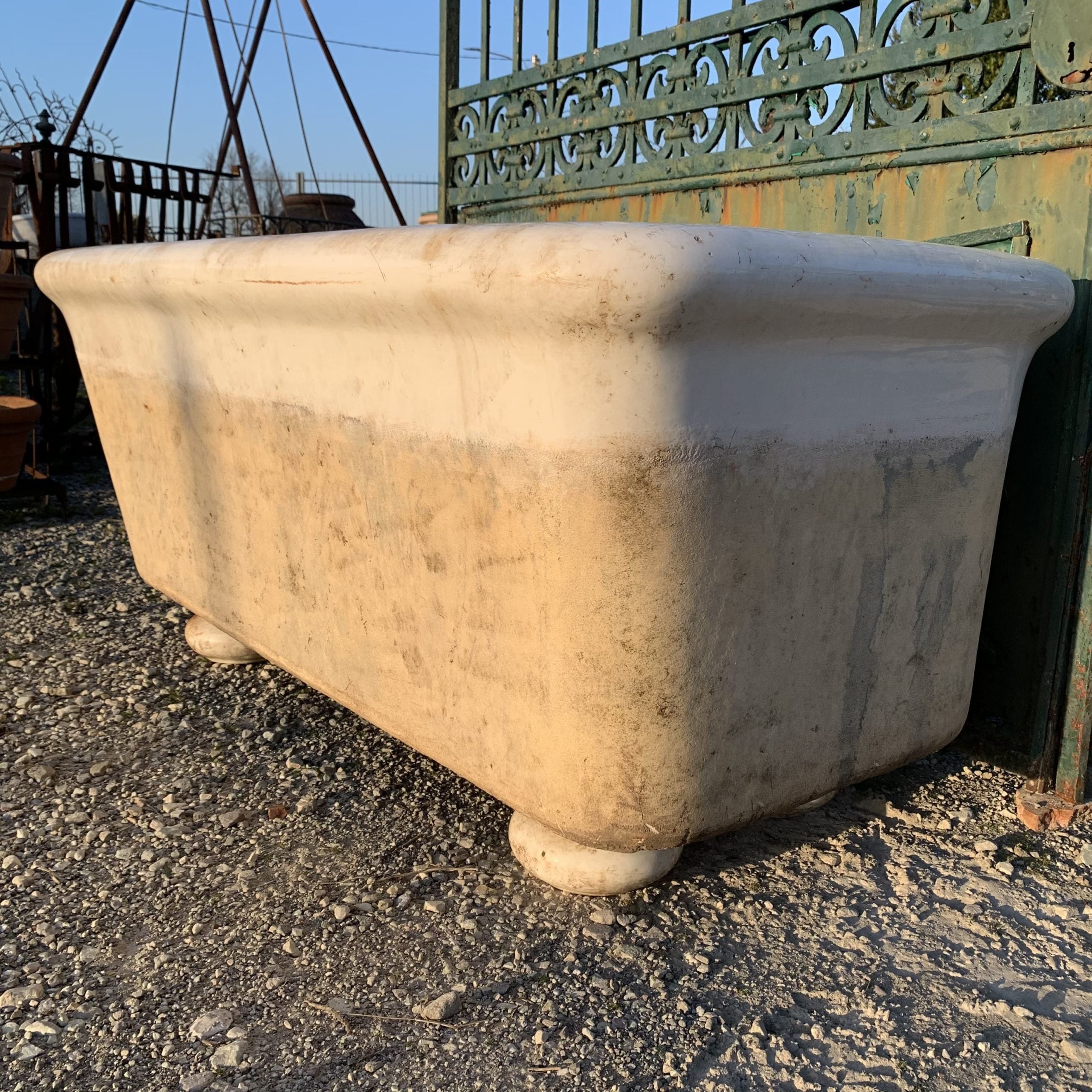 Antique glazed terracotta tub