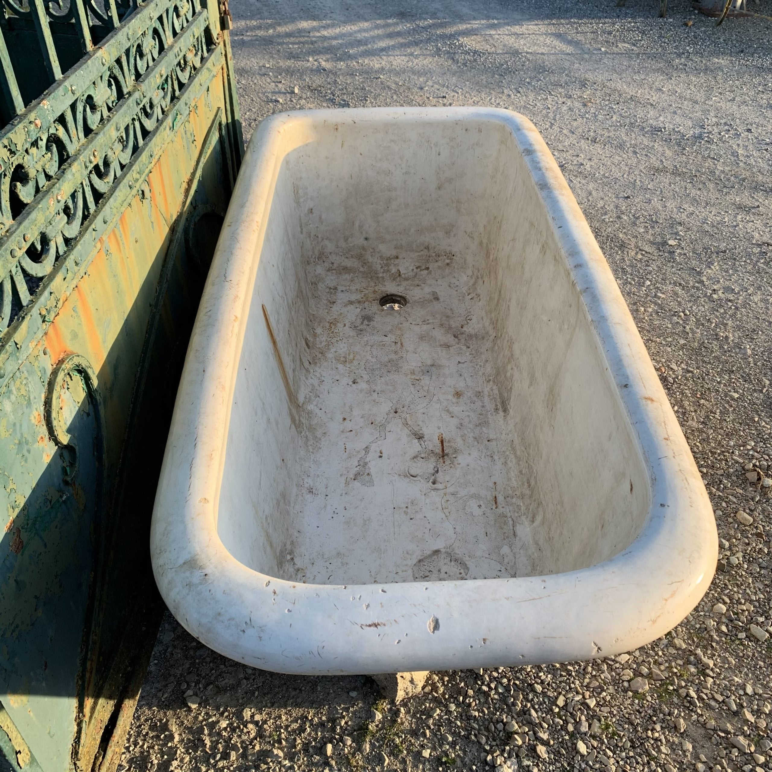 Antique glazed terracotta tub
