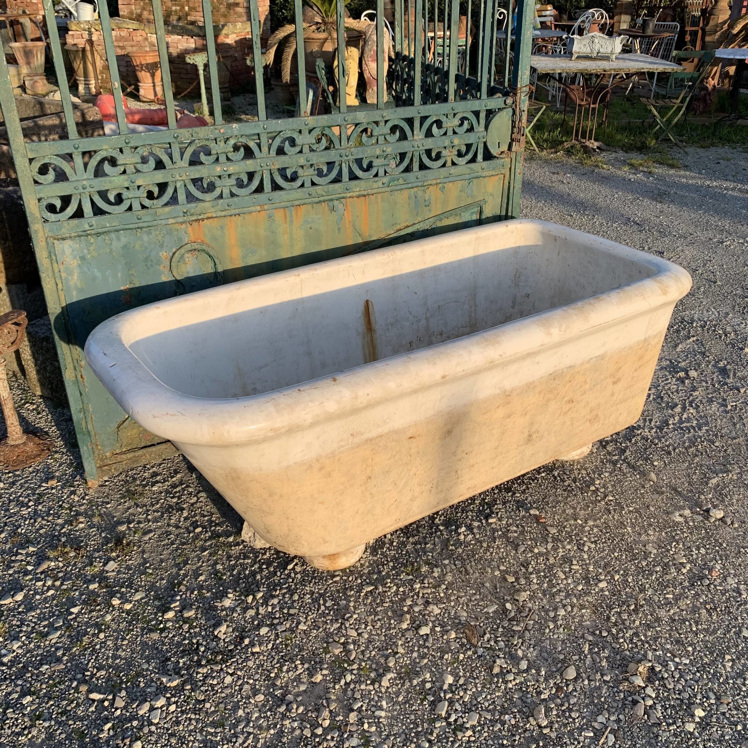 Antique glazed terracotta tub