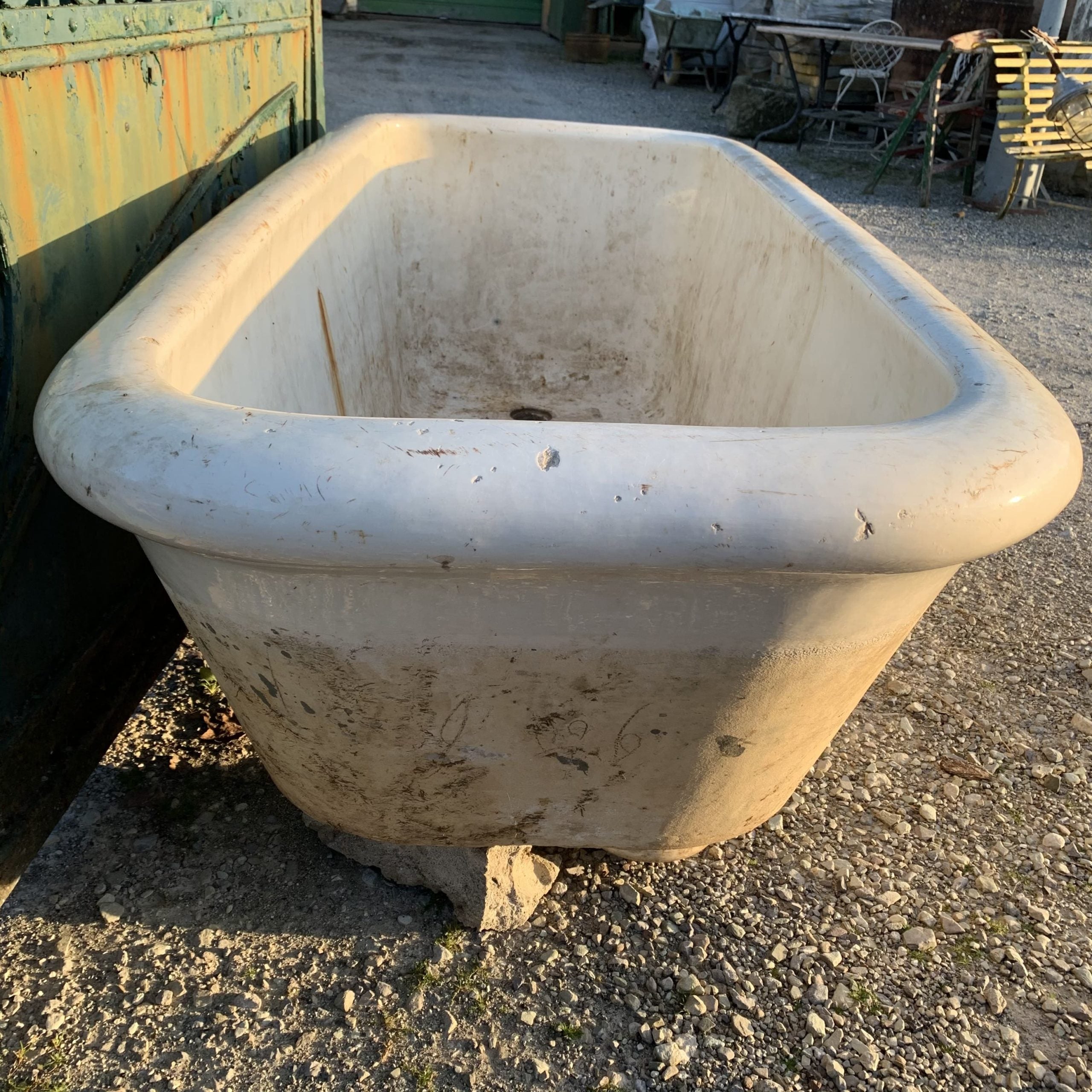 Antique glazed terracotta tub