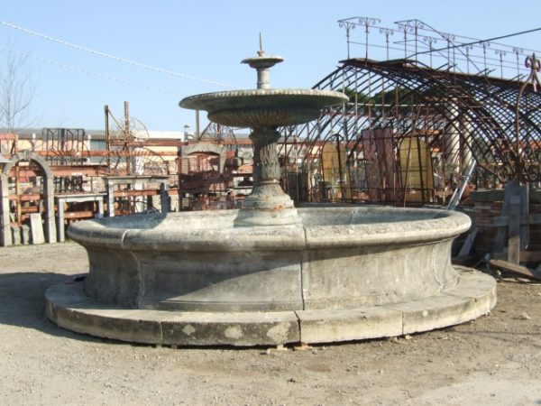 Center fountain in salvaged stone complete