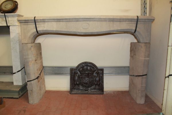 Ancient limestone fireplace