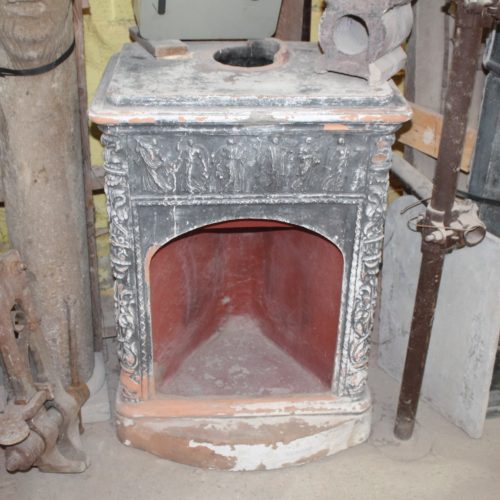 Large terracotta fireplace